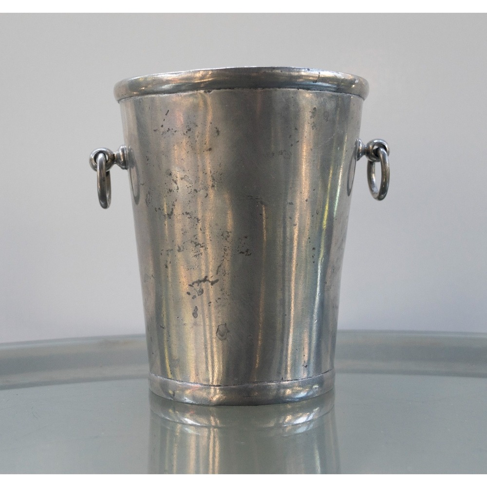 Small Pewter Ice Bucket with Rings 95 Percent Pewter 6x5